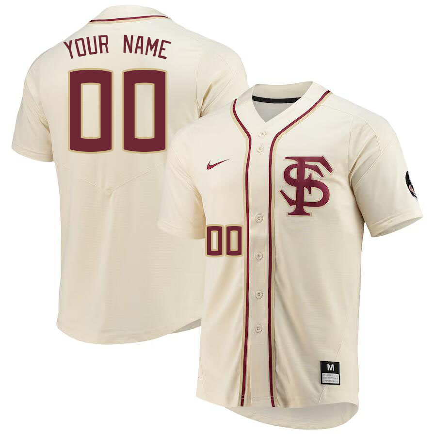 Custom Florida State Seminoles Name And Number College Baseball Jerseys Stitched-Cream - Click Image to Close